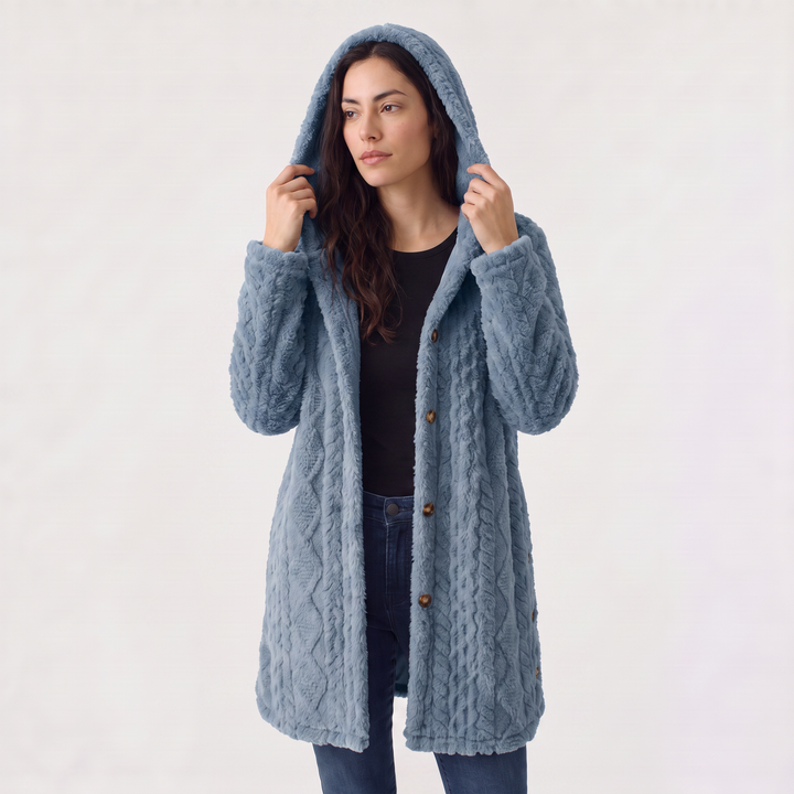 Women's Casual Hooded Teddy Fleece Cardigan