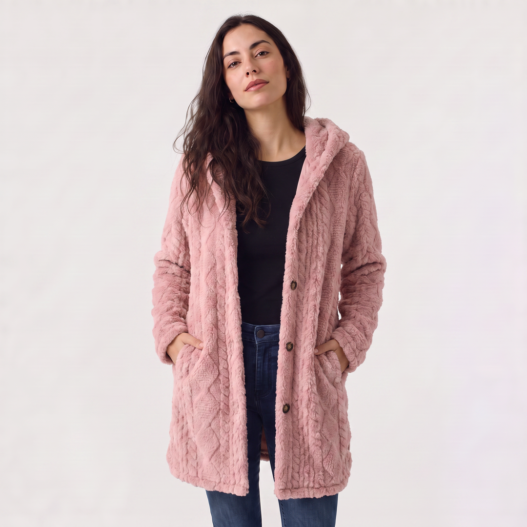 Women's Casual Hooded Teddy Fleece Cardigan