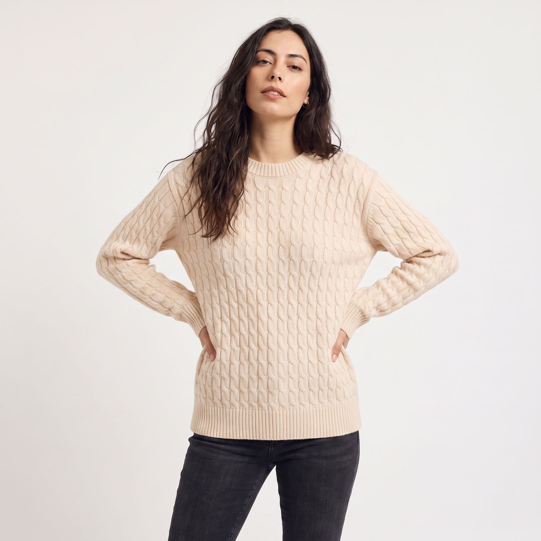 Women's Casual Wool Oversized Cable Knit Jumper