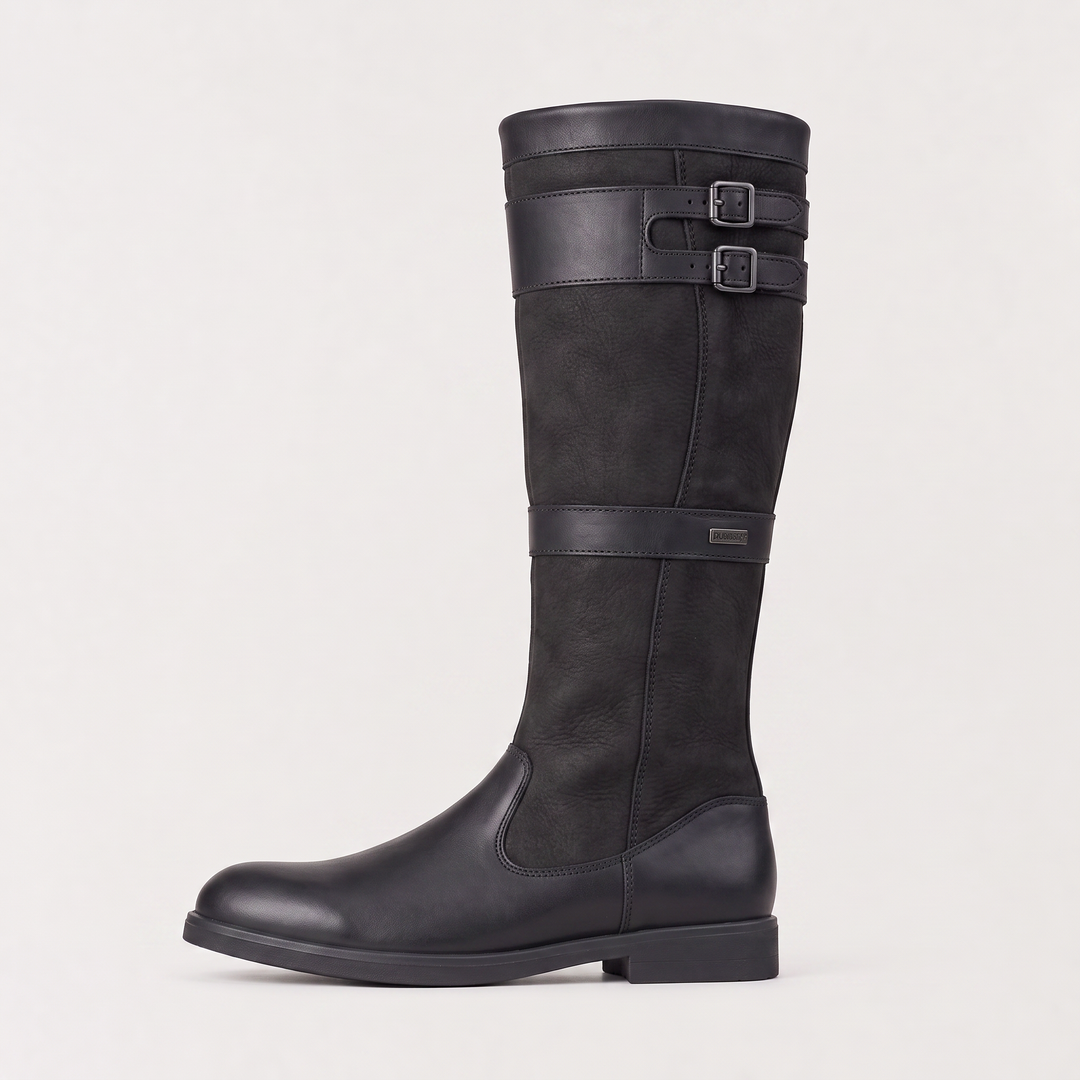Women's Stylish Waterproof Leather Knee-High Buckle Boots