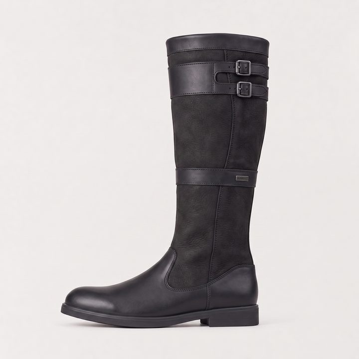 Women's Stylish Waterproof Leather Knee-High Buckle Boots
