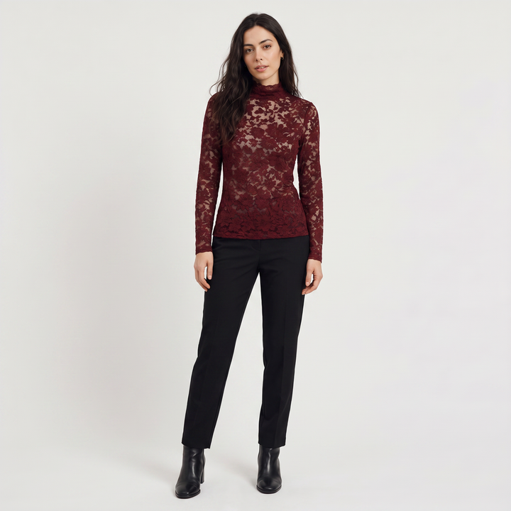 Women's Elegant Lace High-Neck Blouse