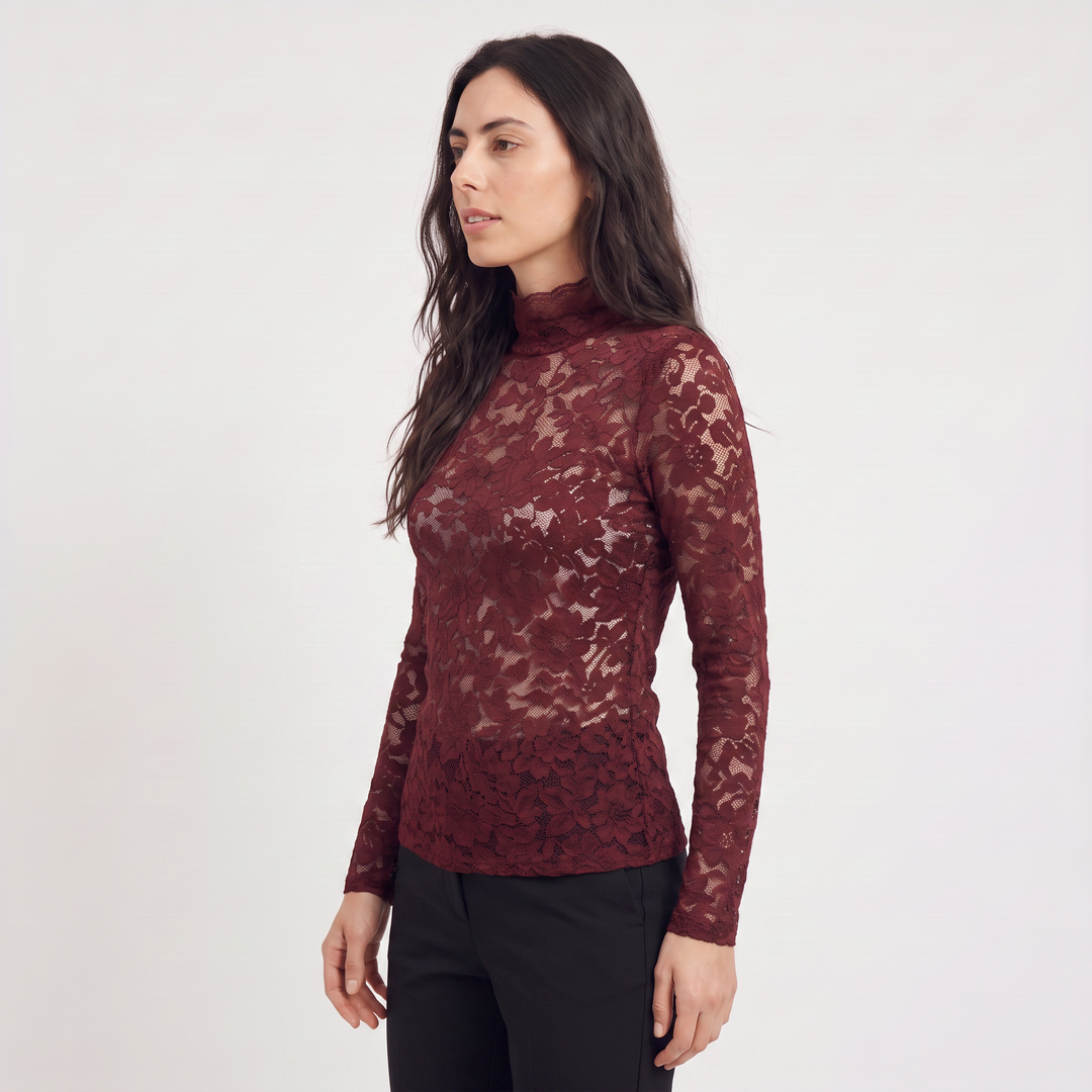 Women's Elegant Lace High-Neck Blouse