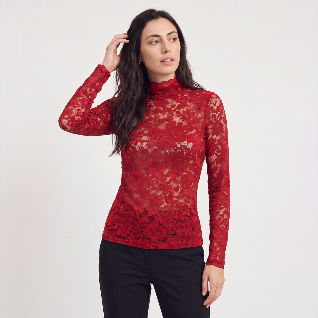 Women's Elegant Lace High-Neck Blouse