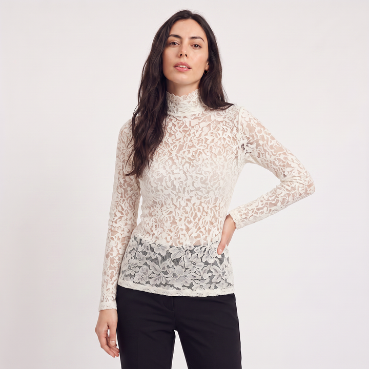 Women's Elegant Lace High-Neck Blouse