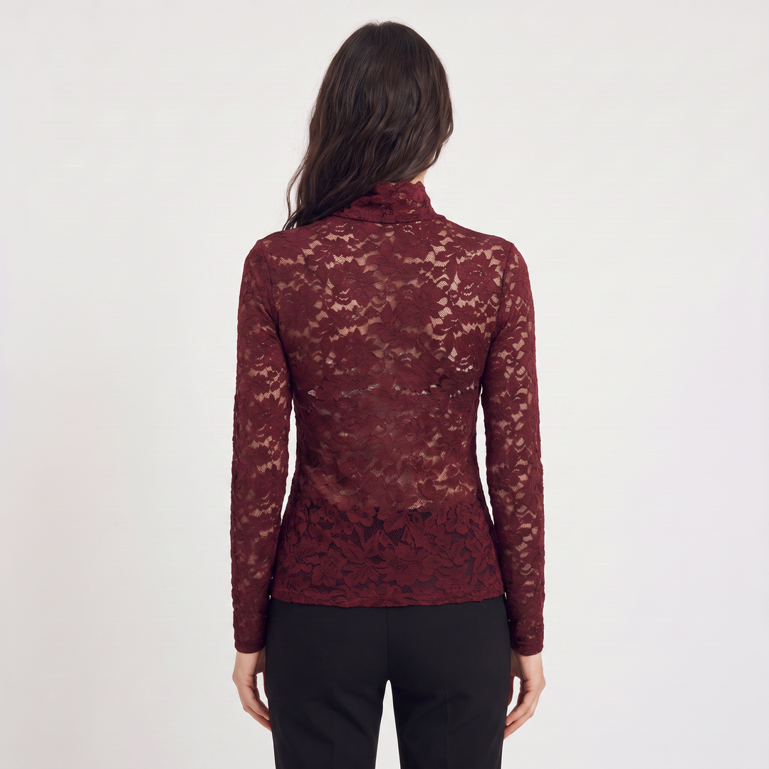 Women's Elegant Lace High-Neck Blouse