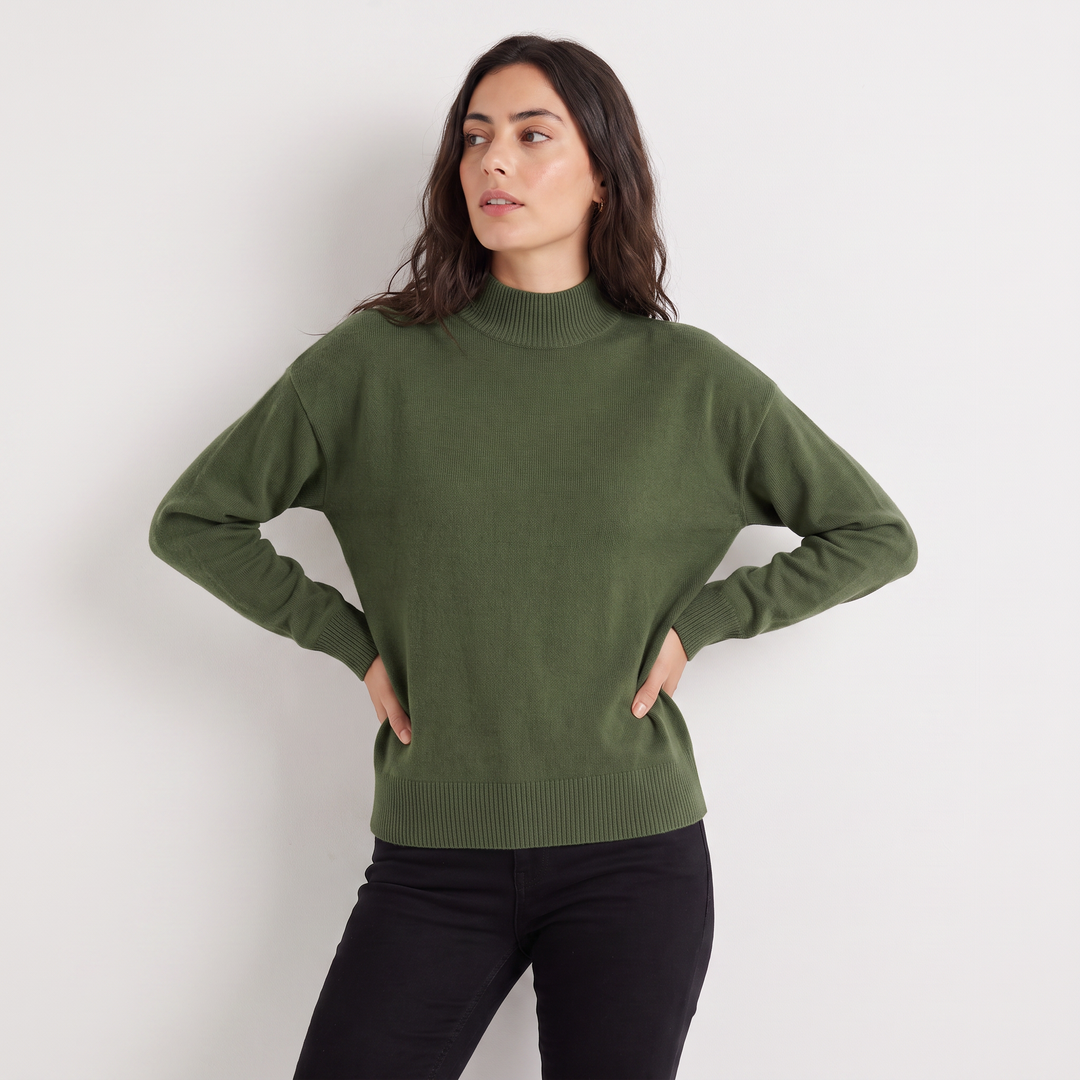 Women's Casual Knitted Half-Neck Jumper