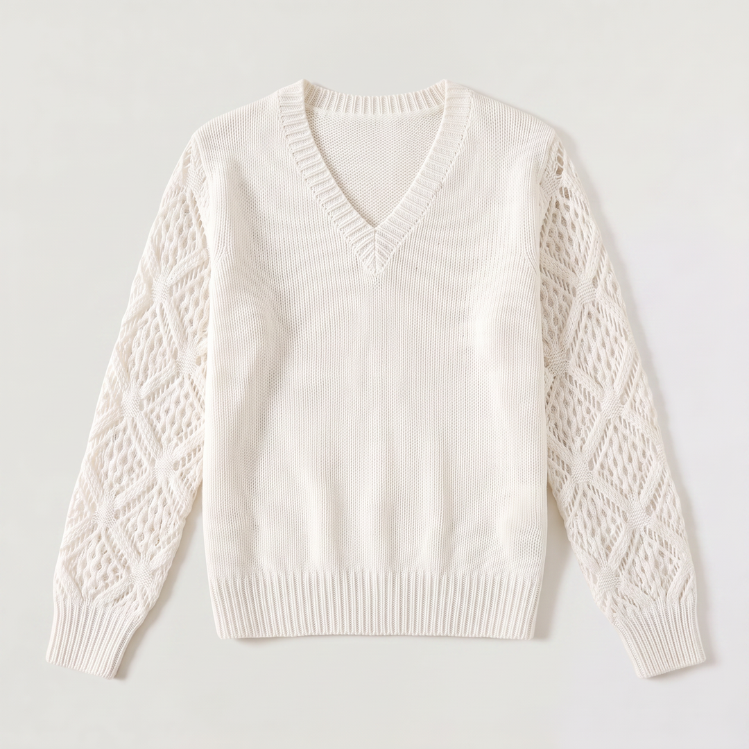 Women's Classic V-Neck Pointelle Knit Jumper