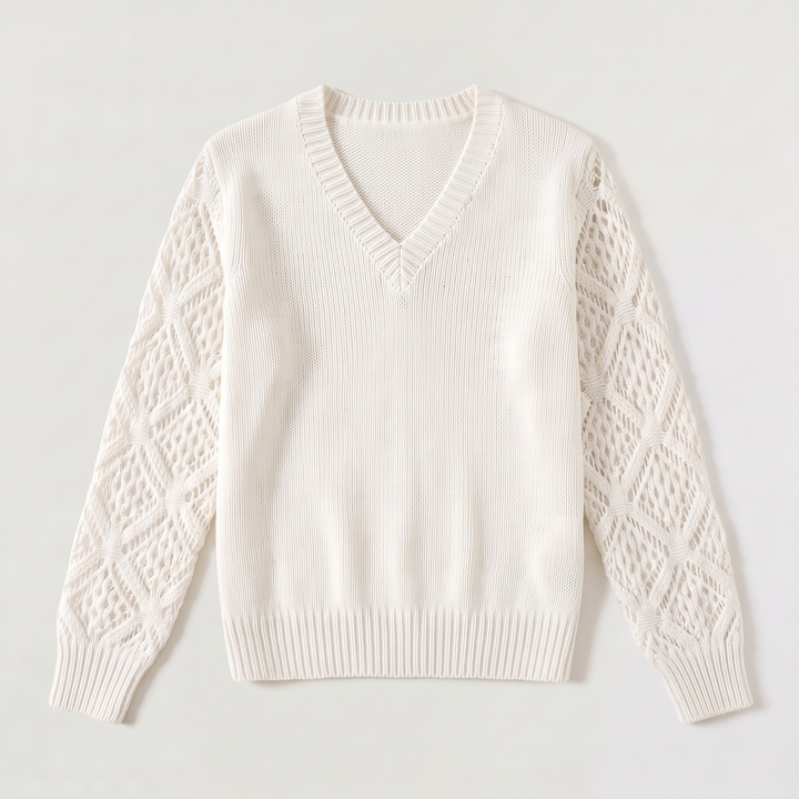 Women's Classic V-Neck Pointelle Knit Jumper