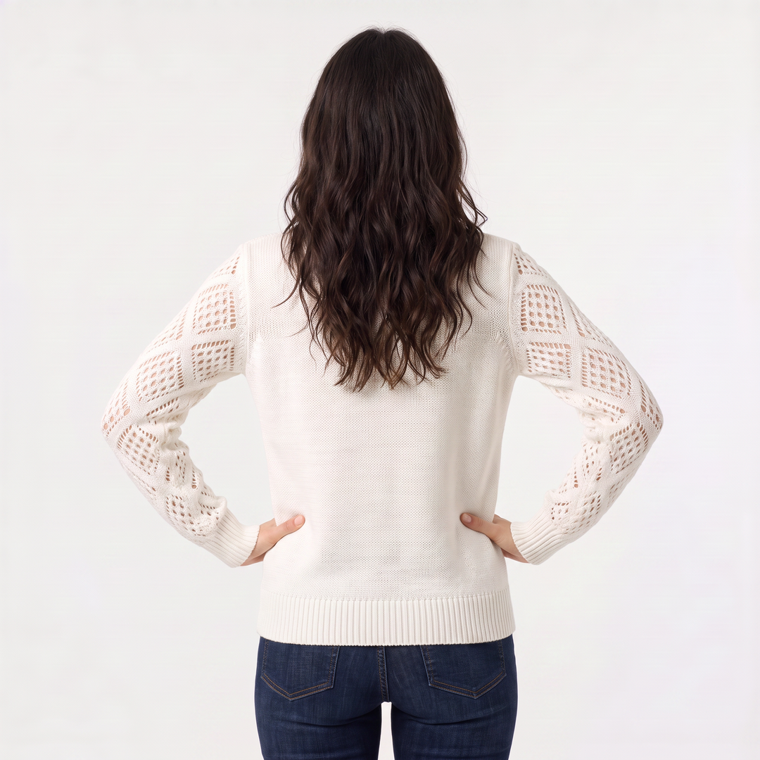 Women's Classic V-Neck Pointelle Knit Jumper