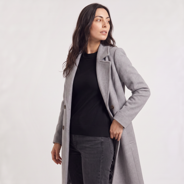 Women's Classic Wool Blend Double-Breasted Coat