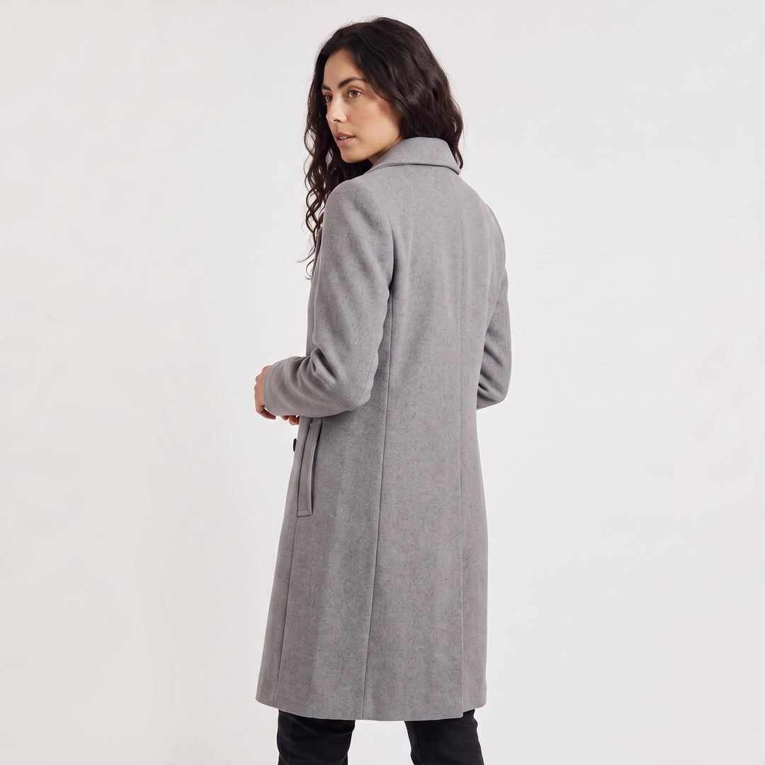 Women's Classic Wool Blend Double-Breasted Coat