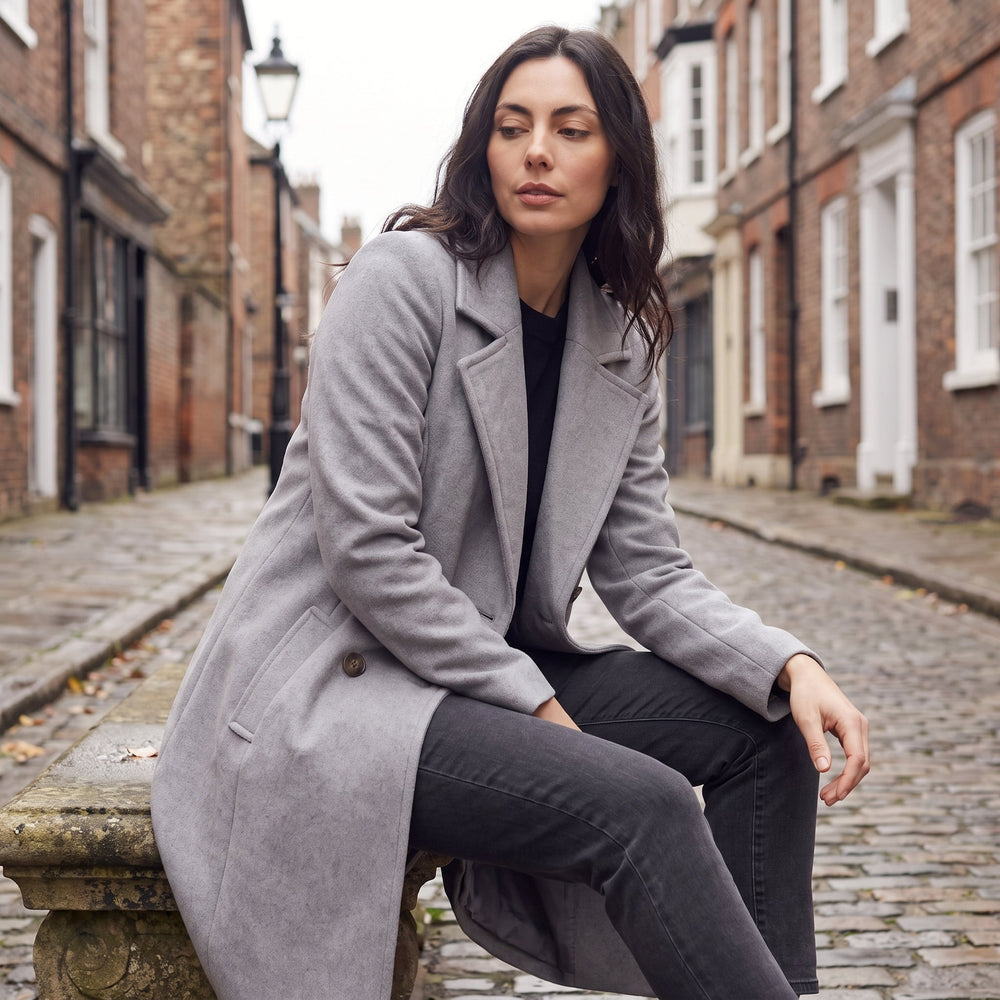 Women's Classic Wool Blend Double-Breasted Coat