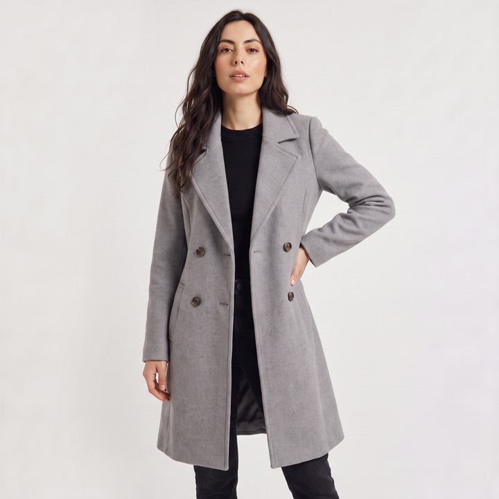 Women's Classic Wool Blend Double-Breasted Coat