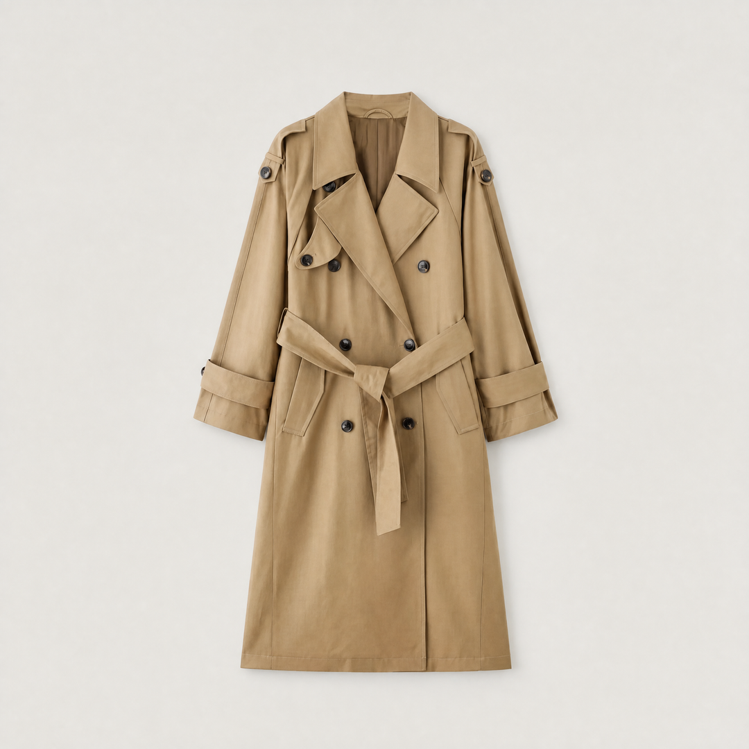 Women's Oversized Double-Breasted Cotton Trench Coat
