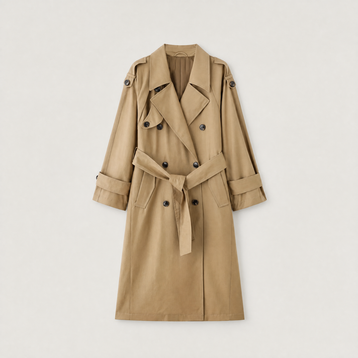 Women's Oversized Double-Breasted Cotton Trench Coat