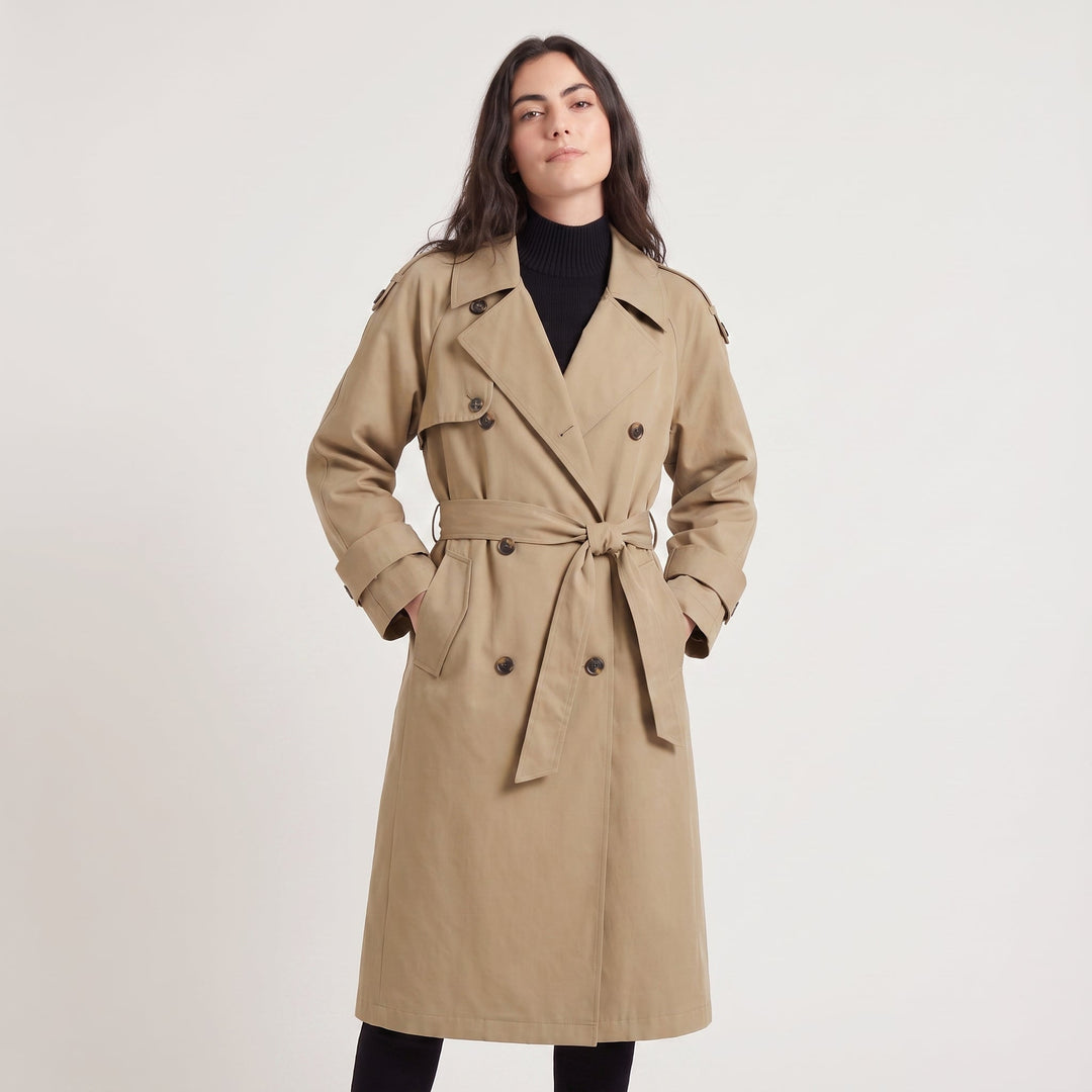 Women's Oversized Double-Breasted Cotton Trench Coat