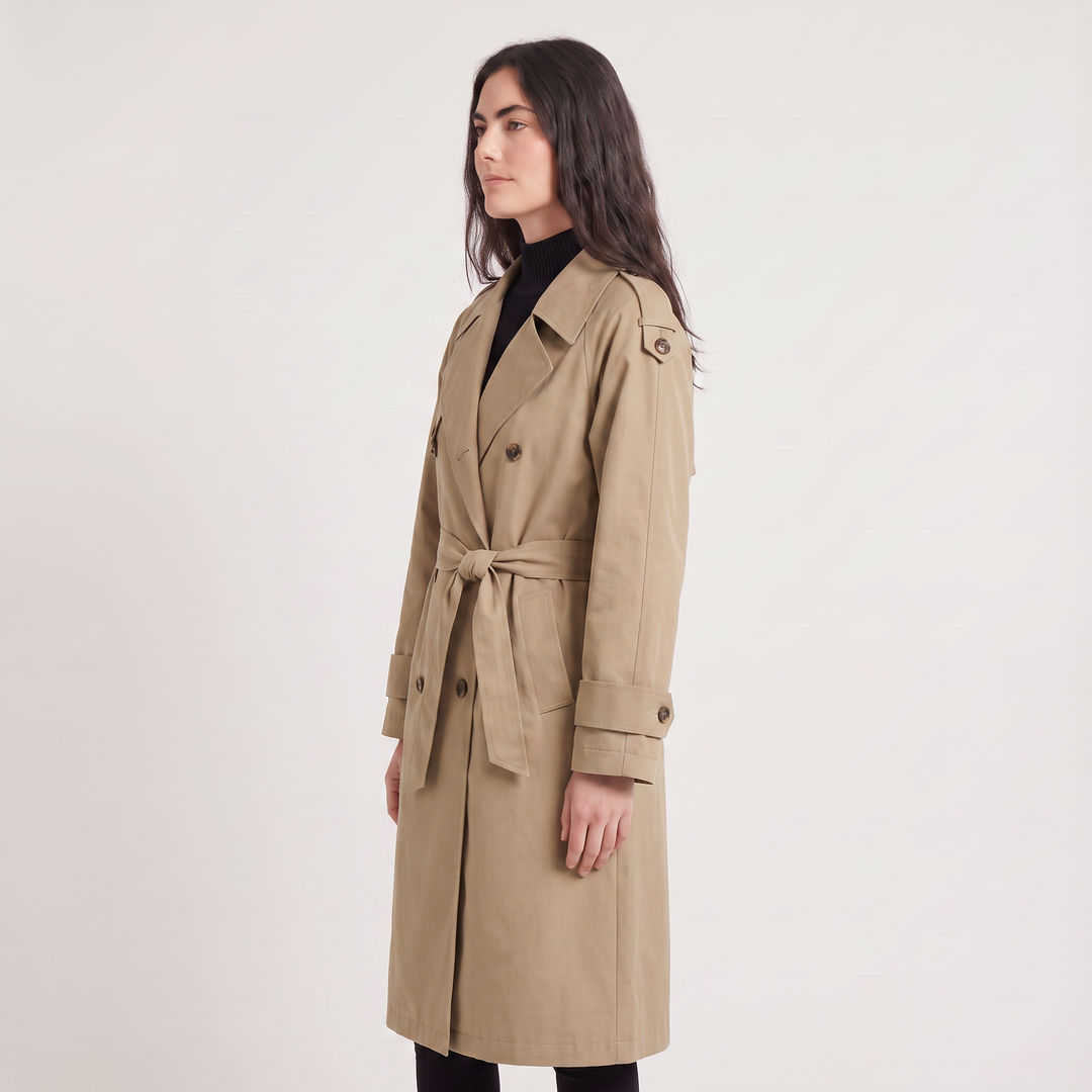Women's Oversized Double-Breasted Cotton Trench Coat