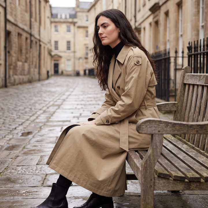 Women's Oversized Double-Breasted Cotton Trench Coat