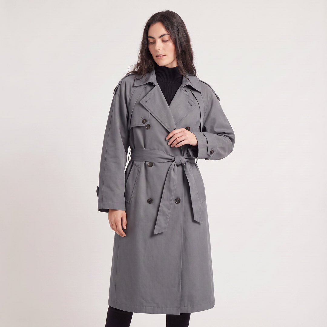 Women's Oversized Double-Breasted Cotton Trench Coat
