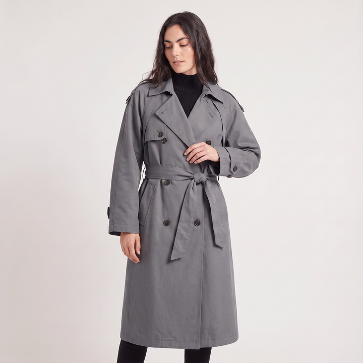 Women's Oversized Double-Breasted Cotton Trench Coat