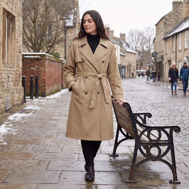 Women's Oversized Double-Breasted Cotton Trench Coat