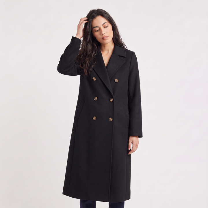 Women's Classic Wool Blend Double-Breasted Long Coat