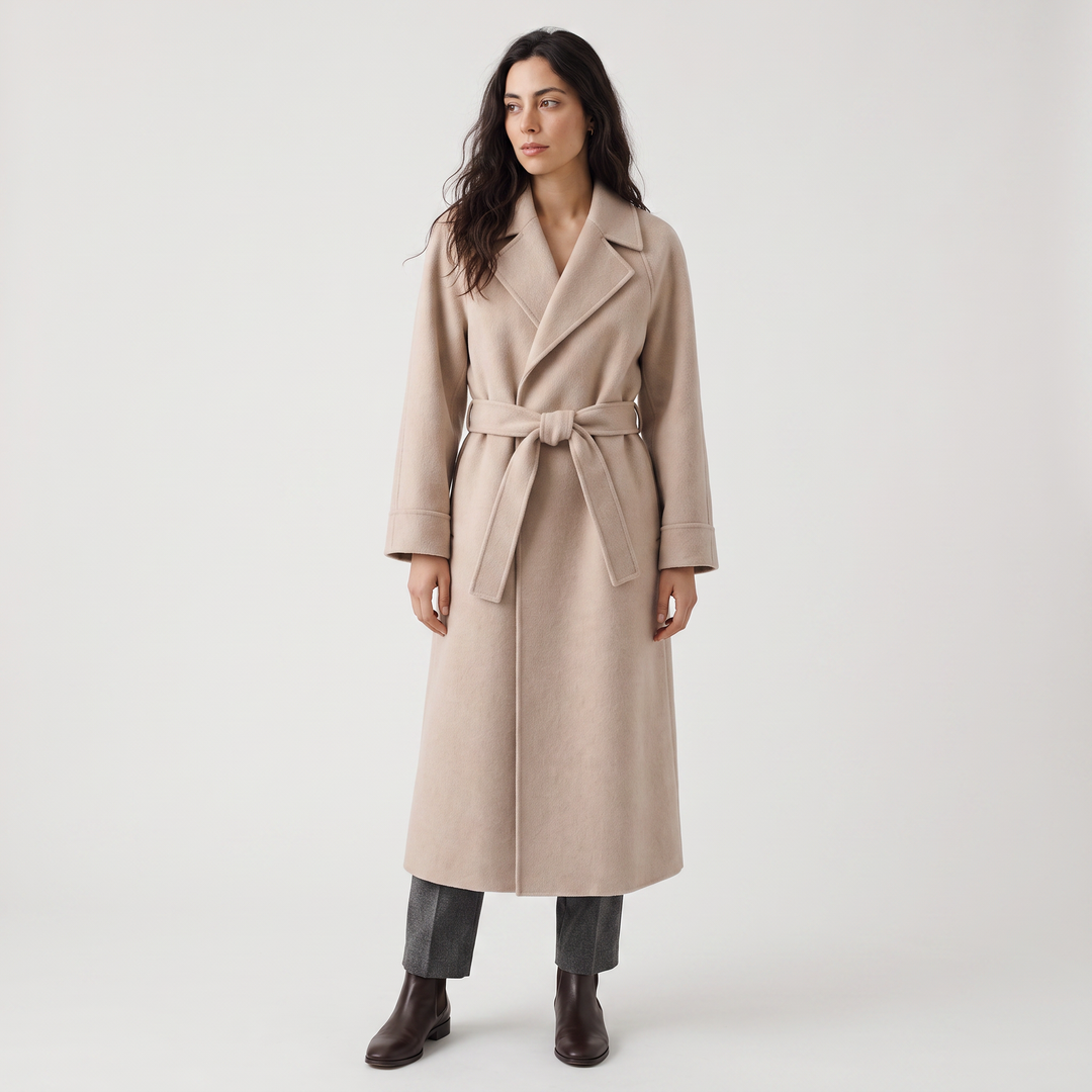 Women's Classic Wool Blend Long Wrap Coat