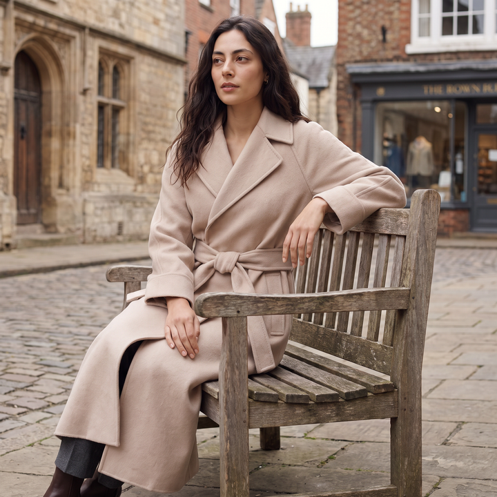 Women's Classic Wool Blend Long Wrap Coat