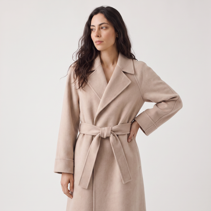 Women's Classic Wool Blend Long Wrap Coat