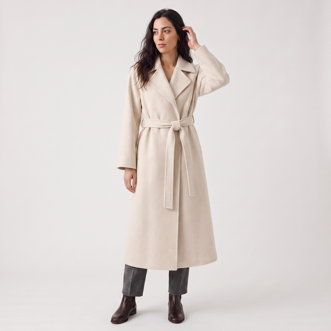Women's Classic Wool Blend Long Wrap Coat