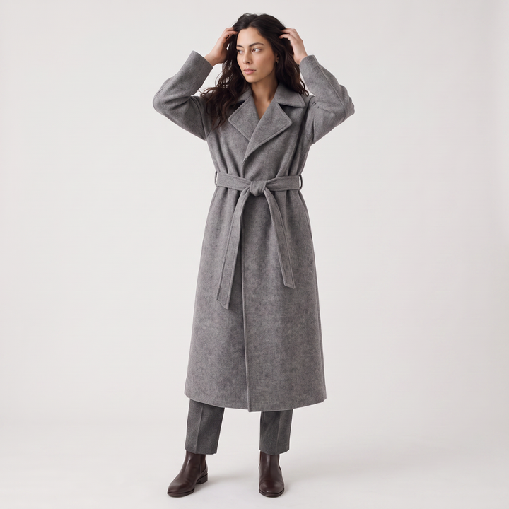Women's Classic Wool Blend Long Wrap Coat
