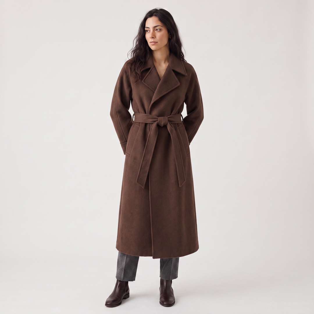 Women's Classic Wool Blend Long Wrap Coat