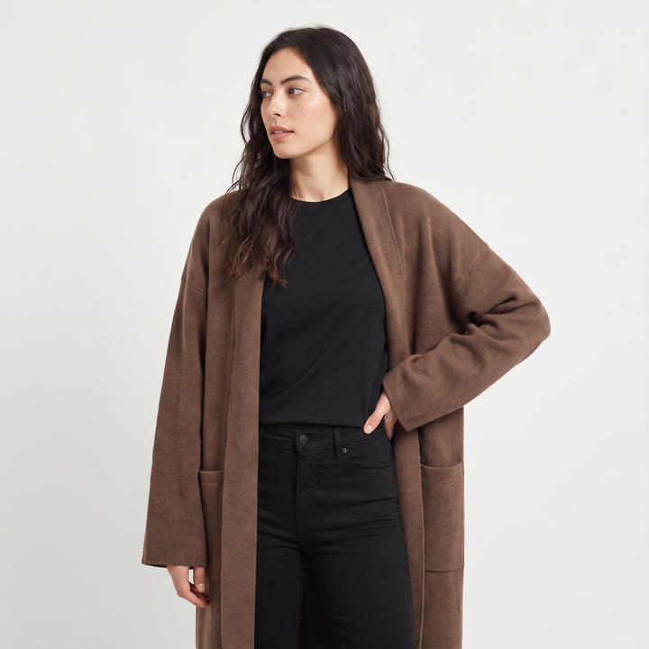 Women's Casual Knit Long Open-Front Cardigan