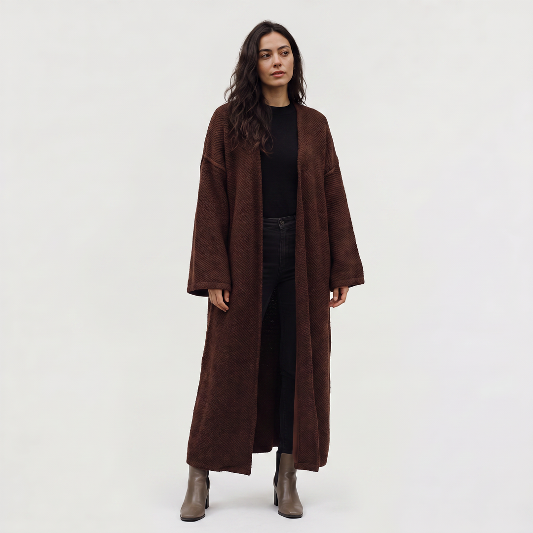 Women's Casual Long Line Knit Open-Front Cardigan