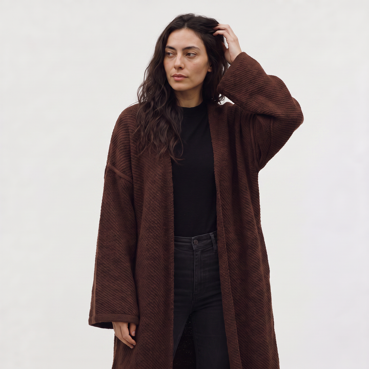 Women's Casual Long Line Knit Open-Front Cardigan