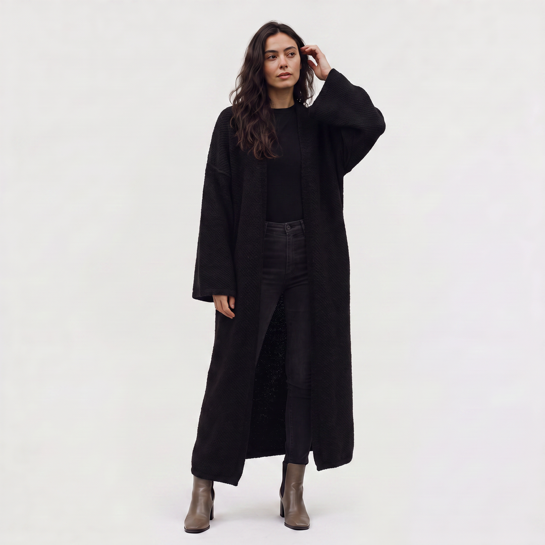 Women's Casual Long Line Knit Open-Front Cardigan
