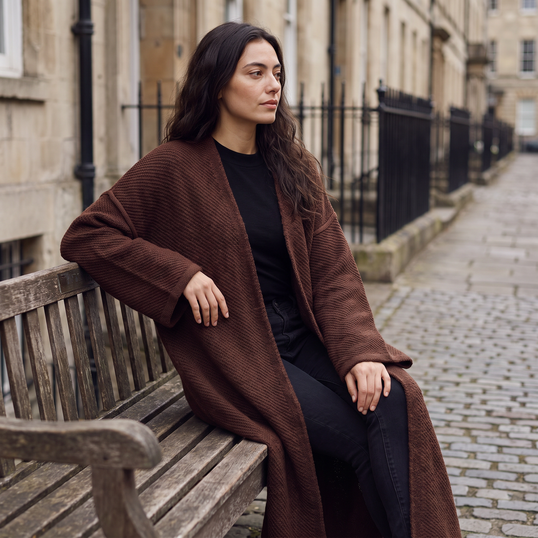 Women's Casual Long Line Knit Open-Front Cardigan