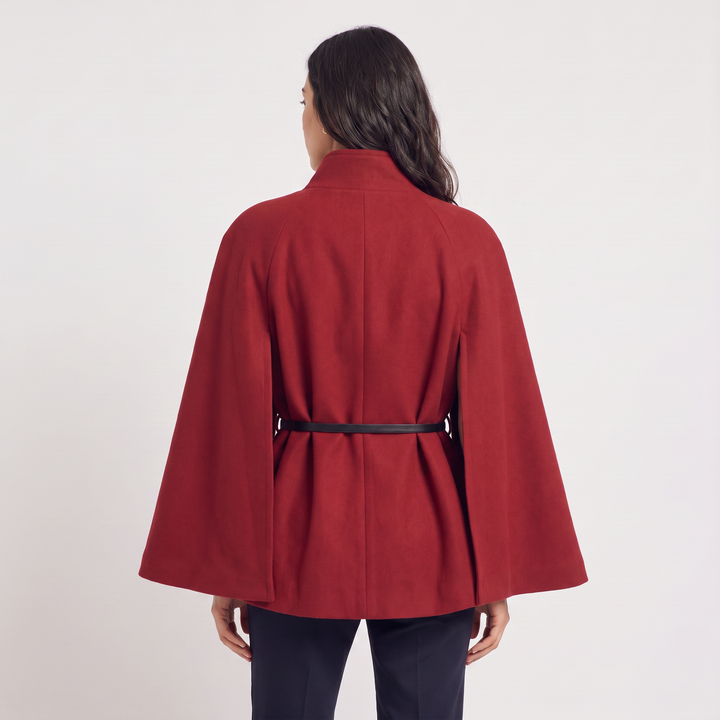 Women's Classic Wool Blend Belted Cloak Coat