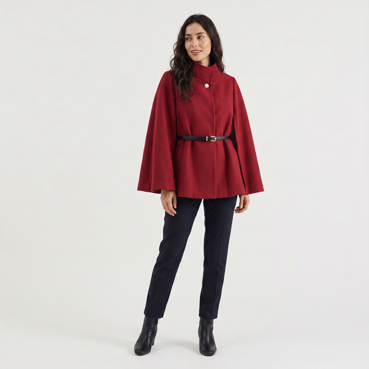 Women's Classic Wool Blend Belted Cloak Coat