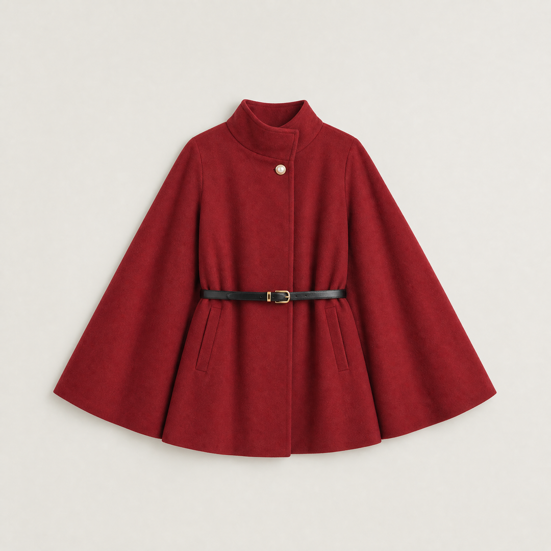 Women's Classic Wool Blend Belted Cloak Coat