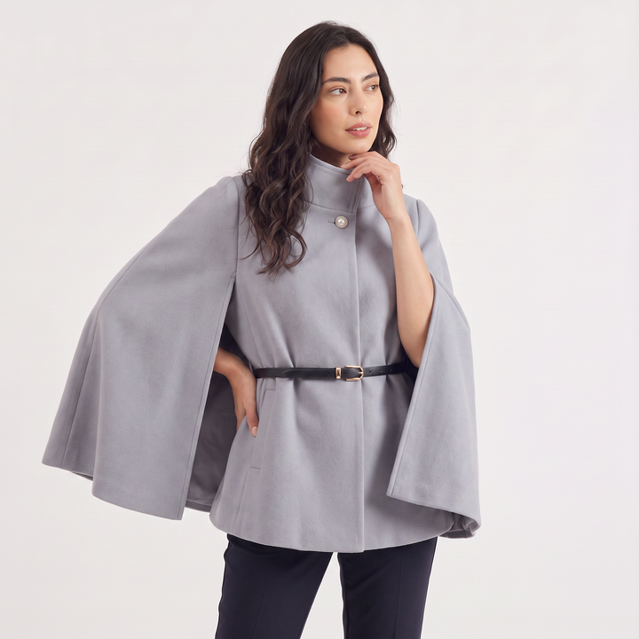 Women's Classic Wool Blend Belted Cloak Coat