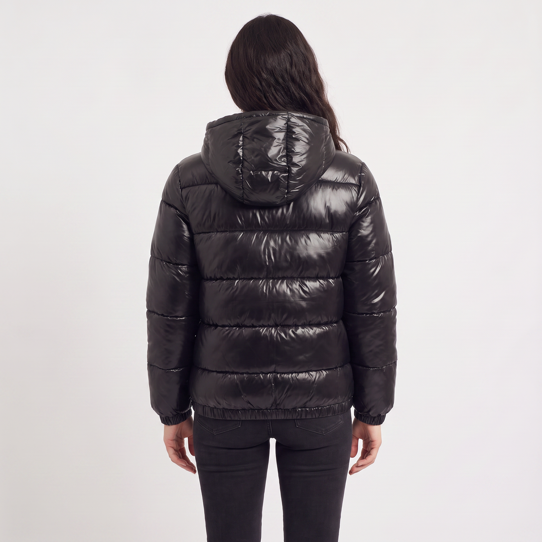 Women's Casual Glossy Hooded Puffer Jacket