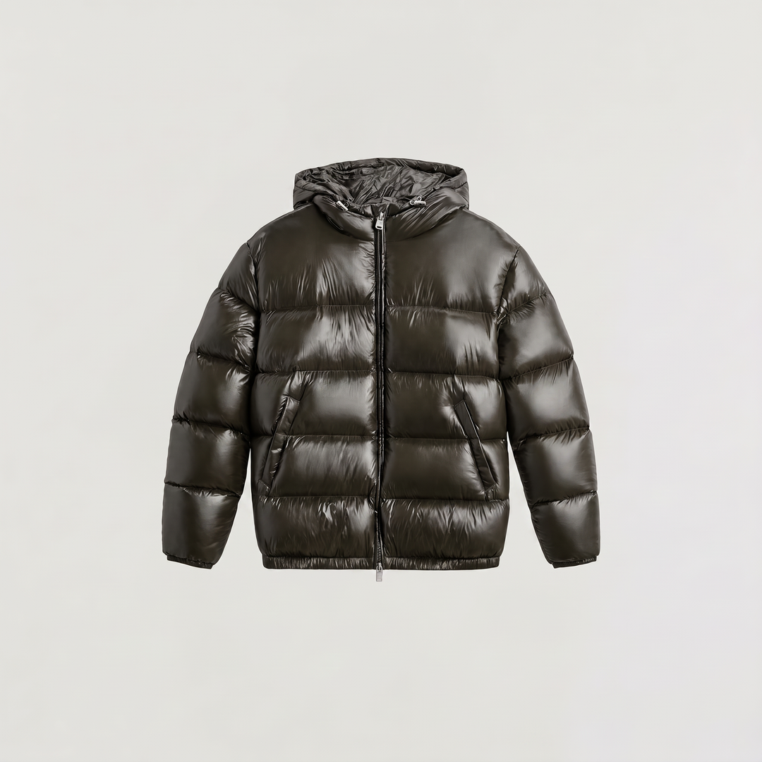 Men's Casual Glossy Hooded Puffer Jacket