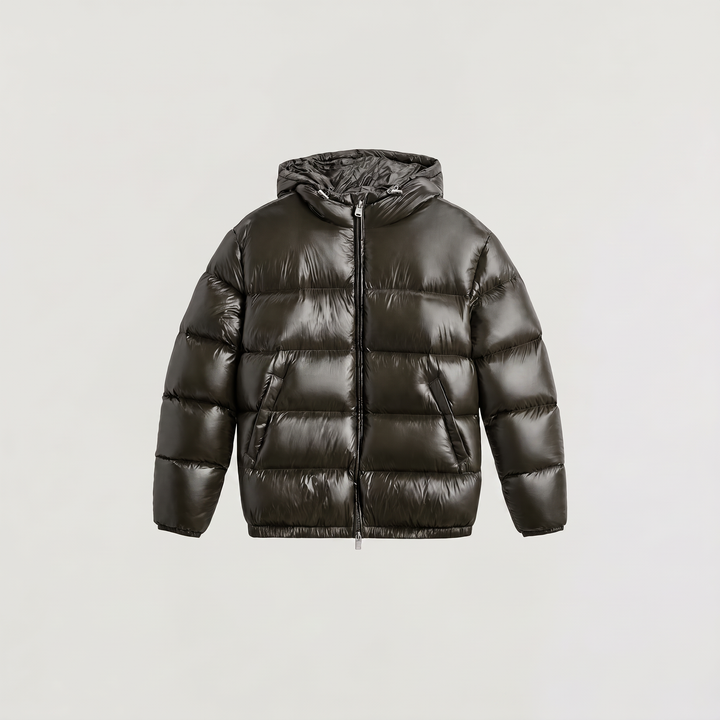 Men's Casual Glossy Hooded Puffer Jacket