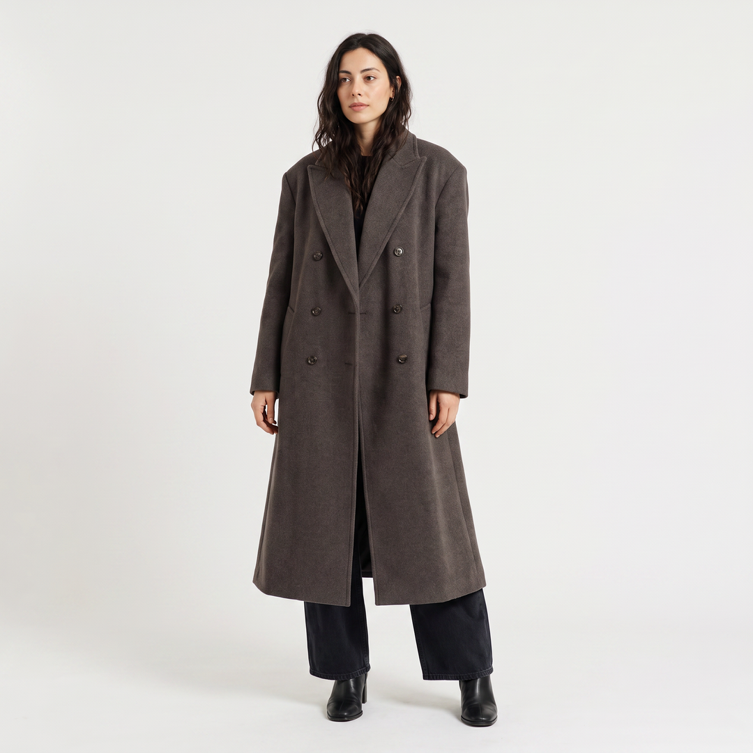 Women's Oversized Wool Blend Double-Breasted Coat