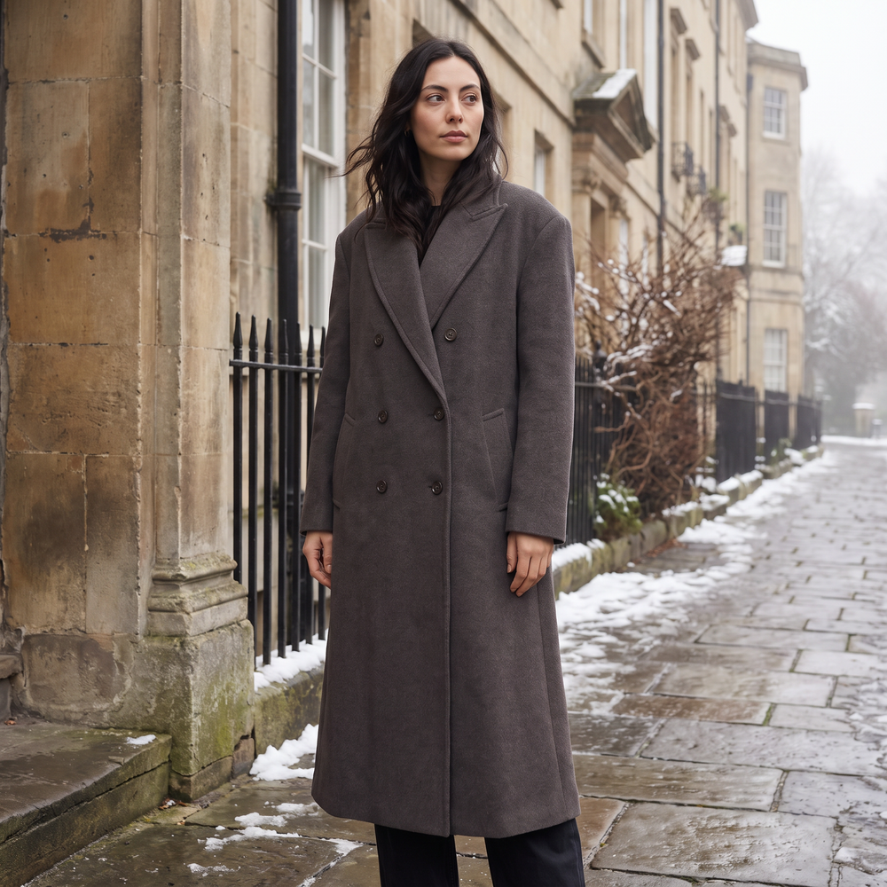 Women's Oversized Wool Blend Double-Breasted Coat