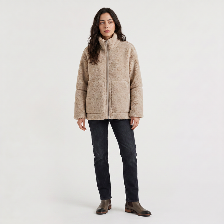 Women's Casual Teddy Fleece Zip-Up Jacket