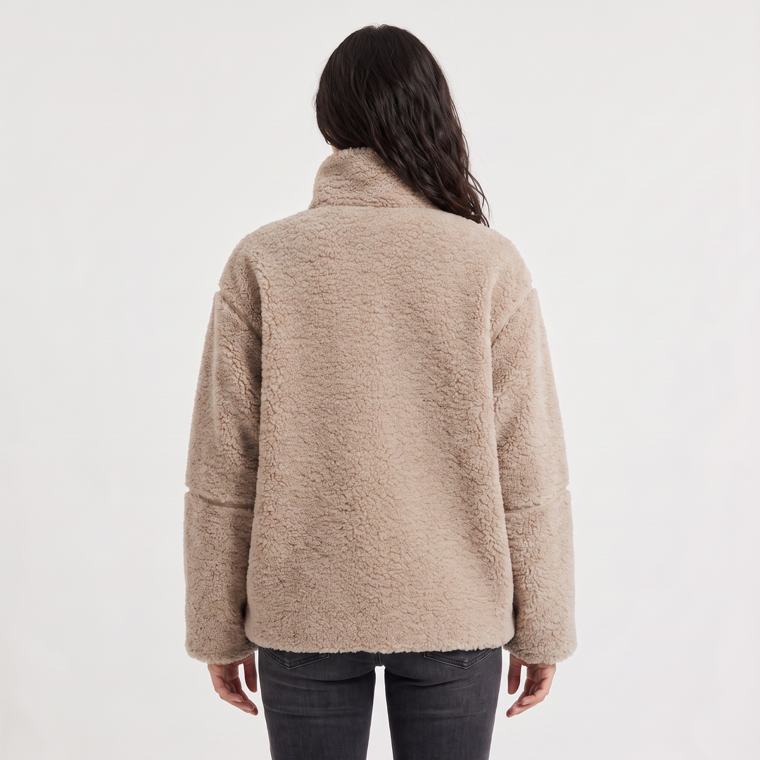 Women's Casual Teddy Fleece Zip-Up Jacket