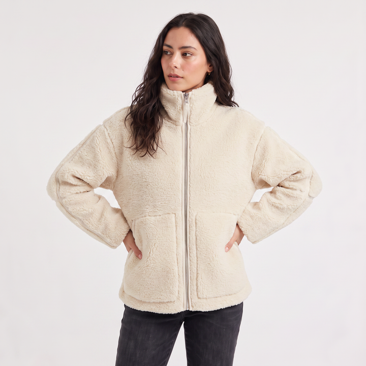 Women's Casual Teddy Fleece Zip-Up Jacket
